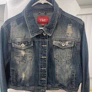 Stressed Washed Crop Jean Jacket